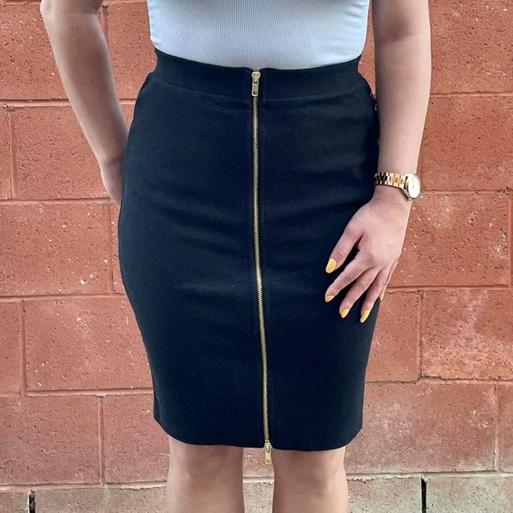 Black Bodycon Midi Pencil Skirt